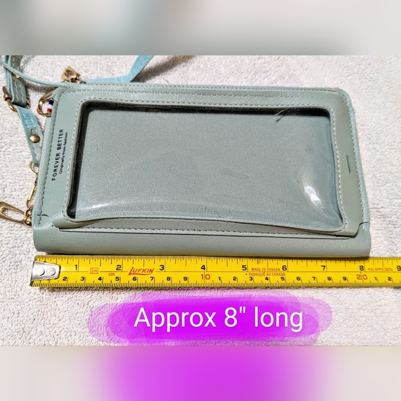 Cellphone wallet case, BNWOT, shimmery teal/light blue colour, cute wallet - Picture 2 of 10